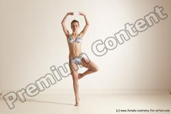 Swimsuit Gymnastic poses Woman White Moving poses Slim long brown Dynamic poses Academic